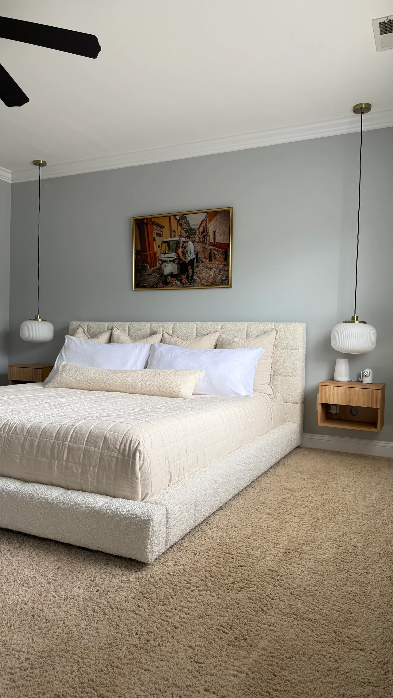 Bedside Pendants and Floating Nightstands — project photograph
